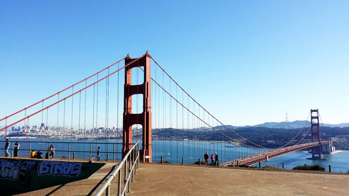 The view of the bridge and the city from Battery Spencer