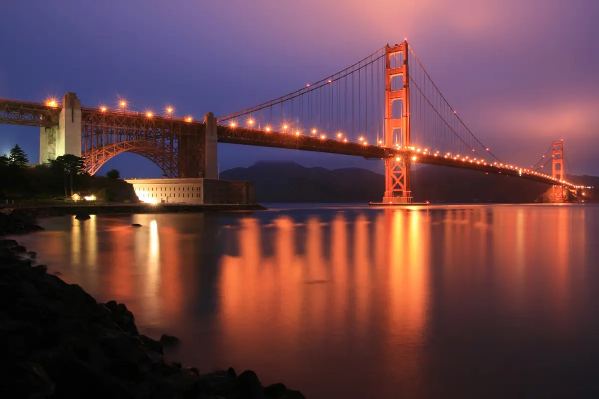 Fort Point below the bridge at dusk